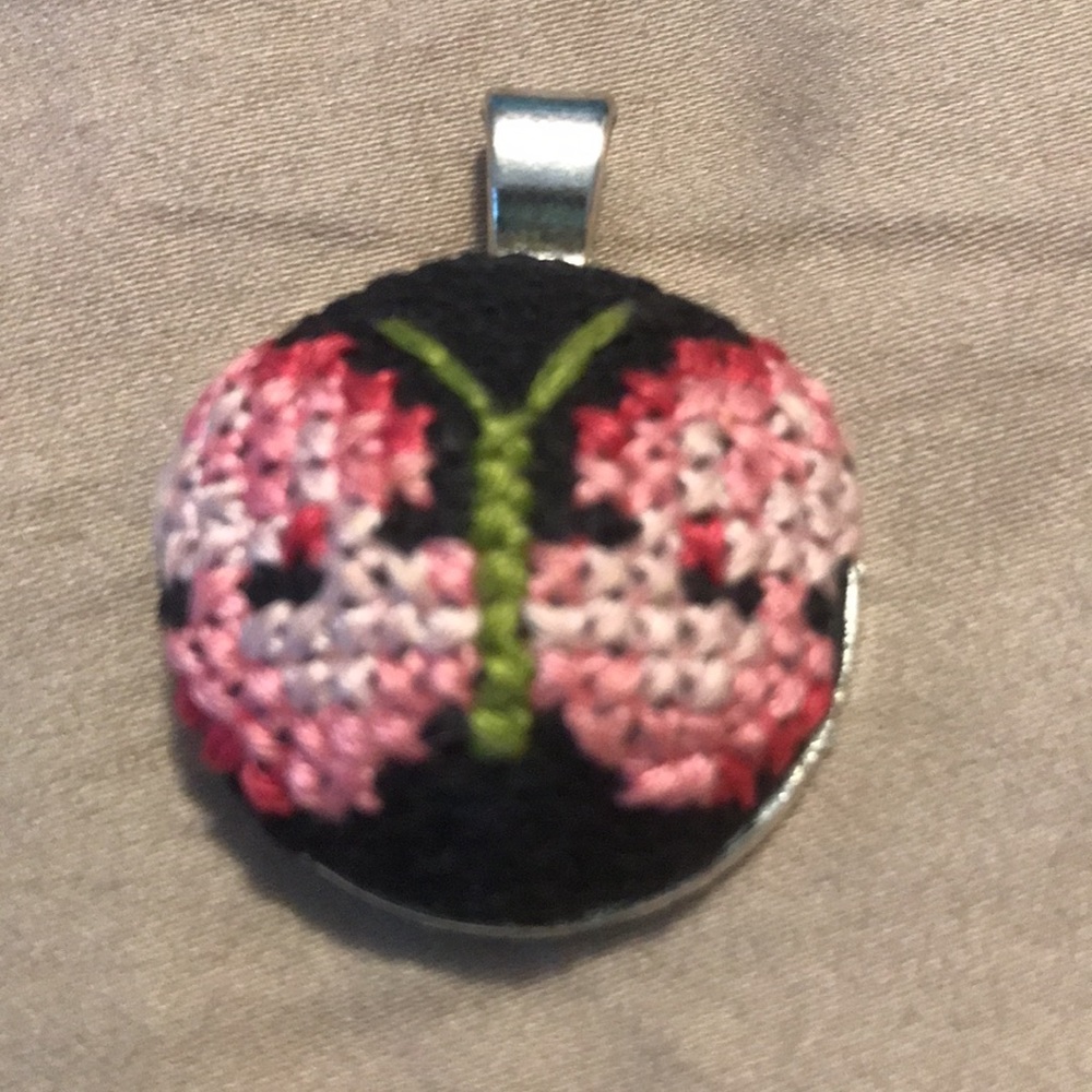 Handmade pink and white limited addition butterfly charm